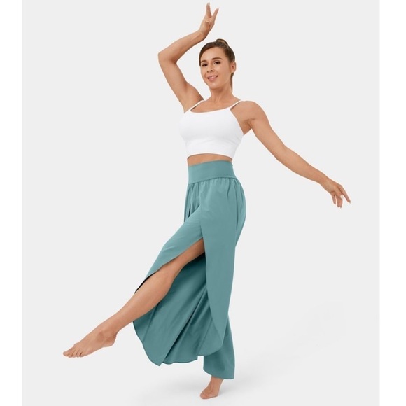 HALARA Breezeful High Waisted Pocket Palazzo Flowy Split Wide Leg Pants - Picture 2 of 7